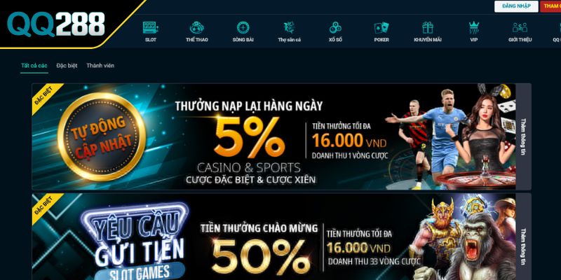 QQ288: Trang Chủ 21 Khuyến mãi đa dạng tại nhà cái trực tuyến QQ288